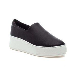 JSLIDES - Black & White Leather Merrie Platform Slip-On Shoe